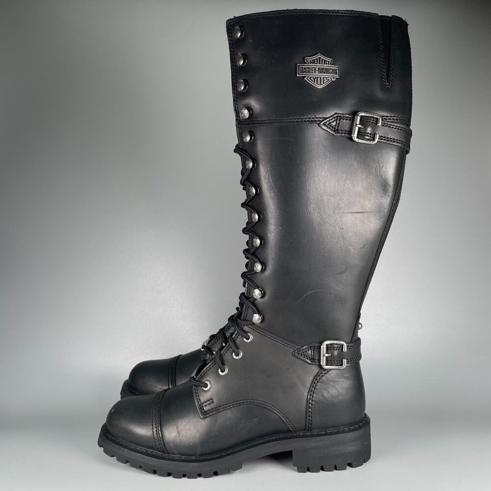 Harley-Davidson Beechwood 15" Women's Size 9.5 Black Leather Motorcycle Boot NEW